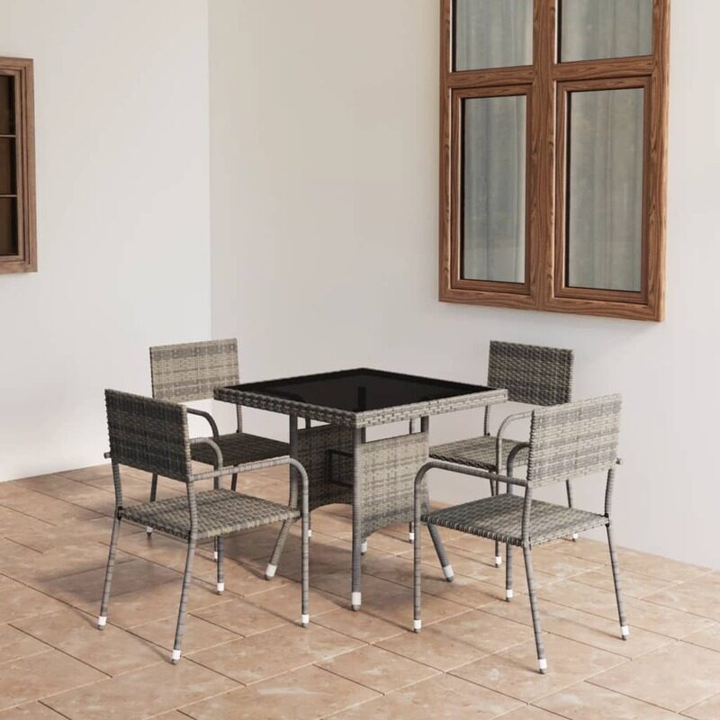

vidaXL 5 Piece Garden Dining Set Poly Rattan Grey