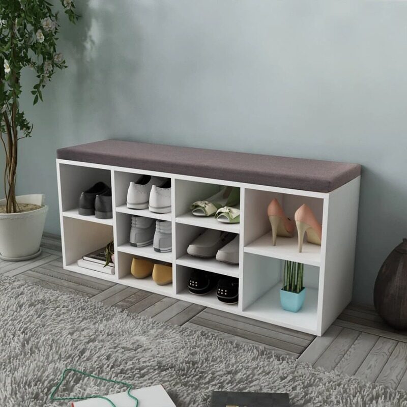 

vidaXL Shoe Storage Bench 10 Compartments White