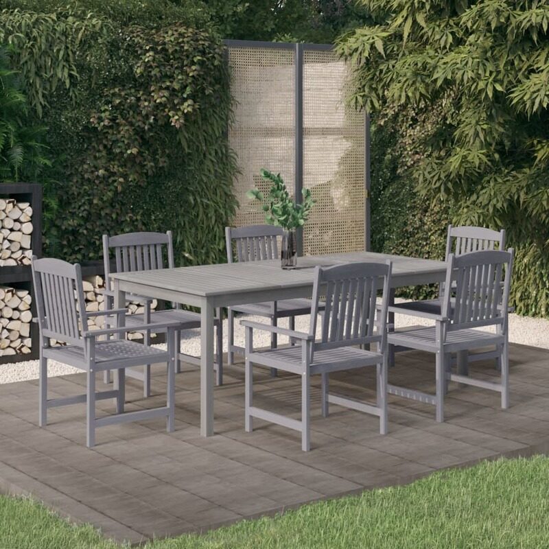 

vidaXL 7 Piece Garden Dining Set Solid Wood Acacia Grey