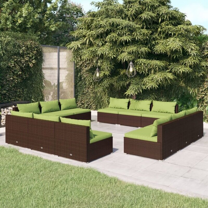 

vidaXL 12 Piece Garden Lounge Set with Cushions Poly Rattan Brown