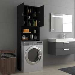 vidaXL Washing Machine Cabinet Black 64x25.5x190 cm
