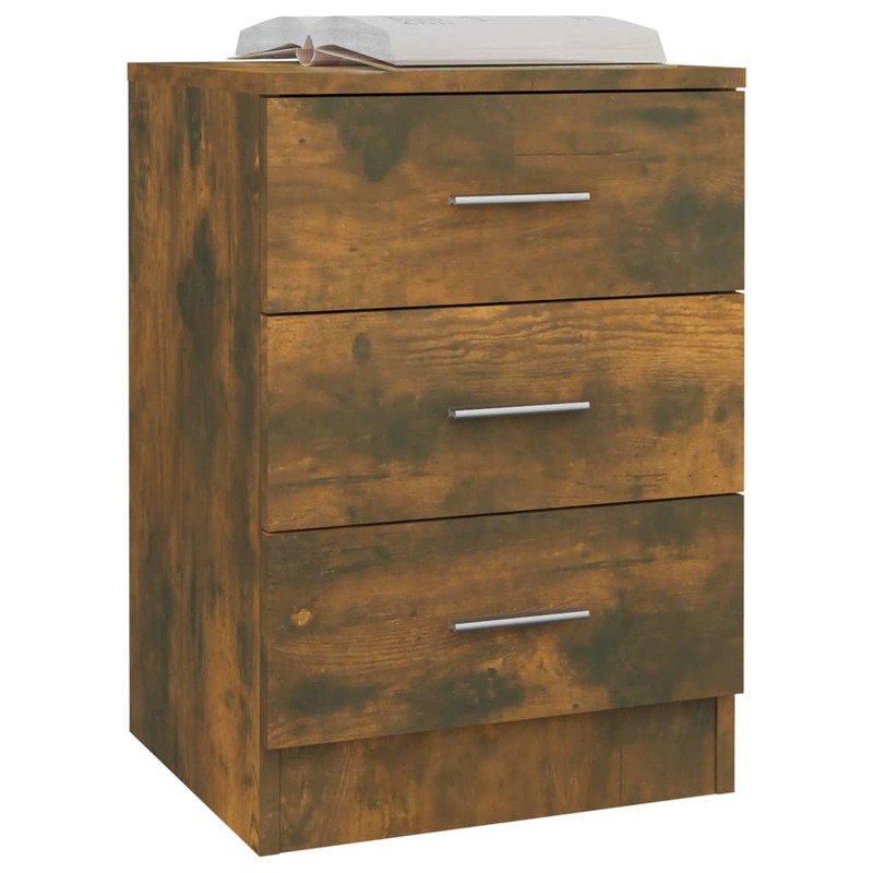 vidaXL Bedside Cabinets 2 pcs Smoked Oak 38x35x56 cm Engineered Wood