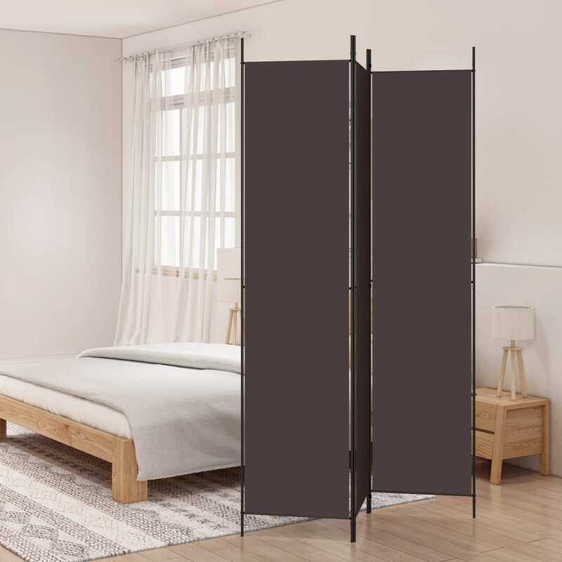 

vidaXL 3-Panel Room Divider Brown 150x220 cm Fabric