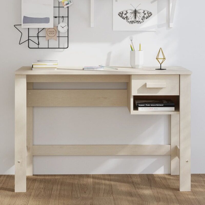

vidaXL Desk HAMAR Honey Brown 110x40x75 cm Solid Wood Pine