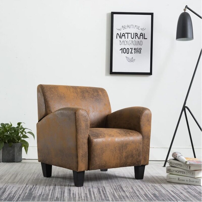

vidaXL Sofa Chair Brown Faux Suede Leather