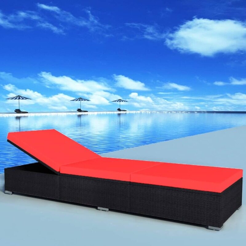 

vidaXL Sun Lounger with Cushion Poly Rattan Black