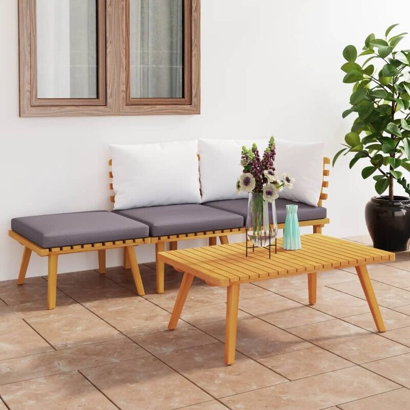 

vidaXL 4 Piece Garden Lounge Set with Cushions Solid Acacia Wood
