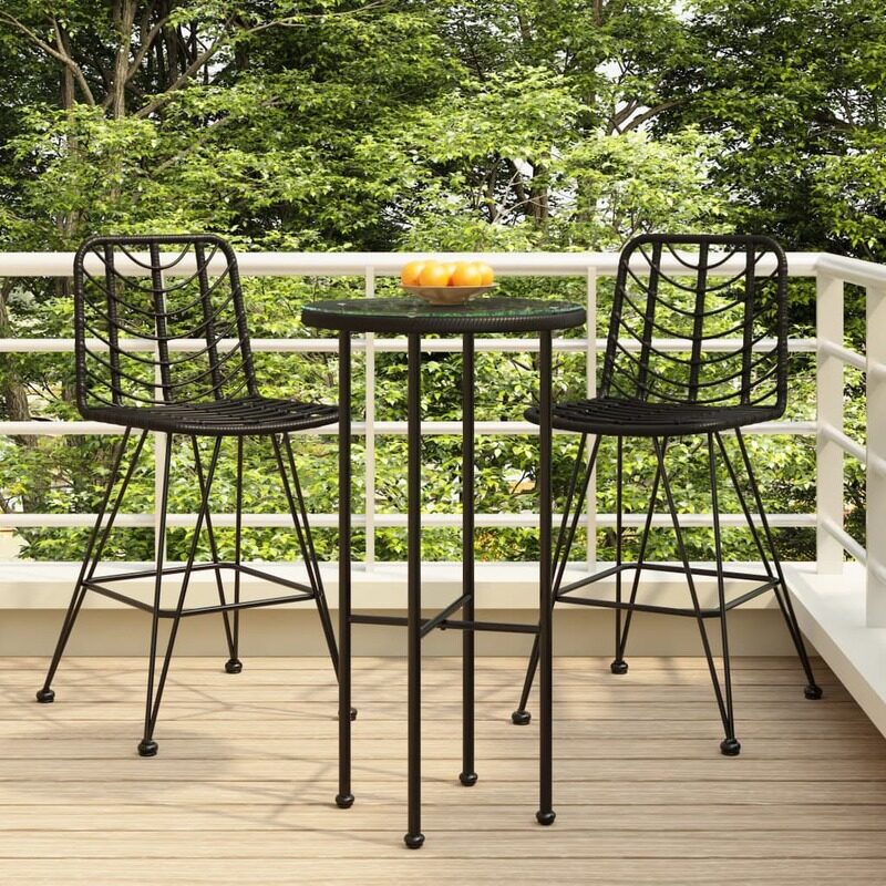 

vidaXL Bar Stools 2 pcs Black 45x56x103.5 cm PE Rattan and Steel