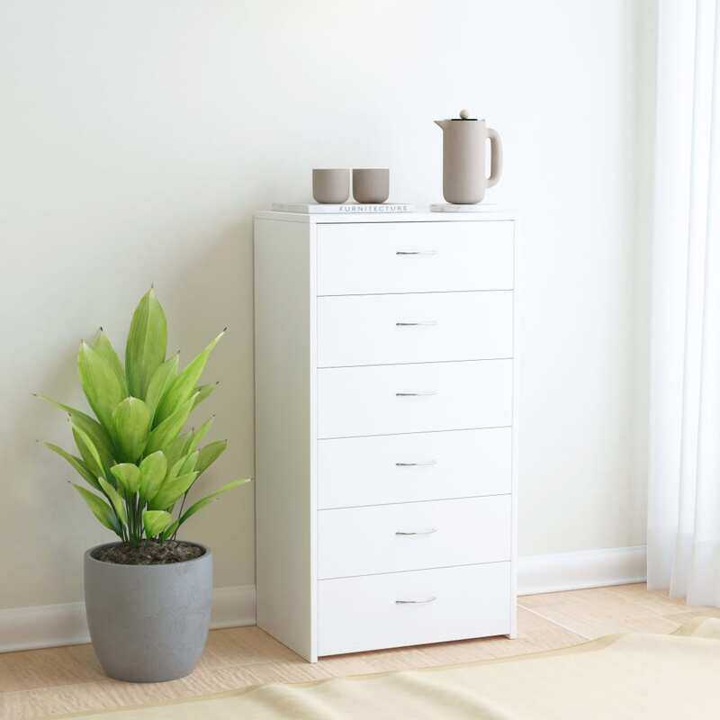 

vidaXL Sideboard with 6 Drawers White 50x34x96 cm Engineered Wood