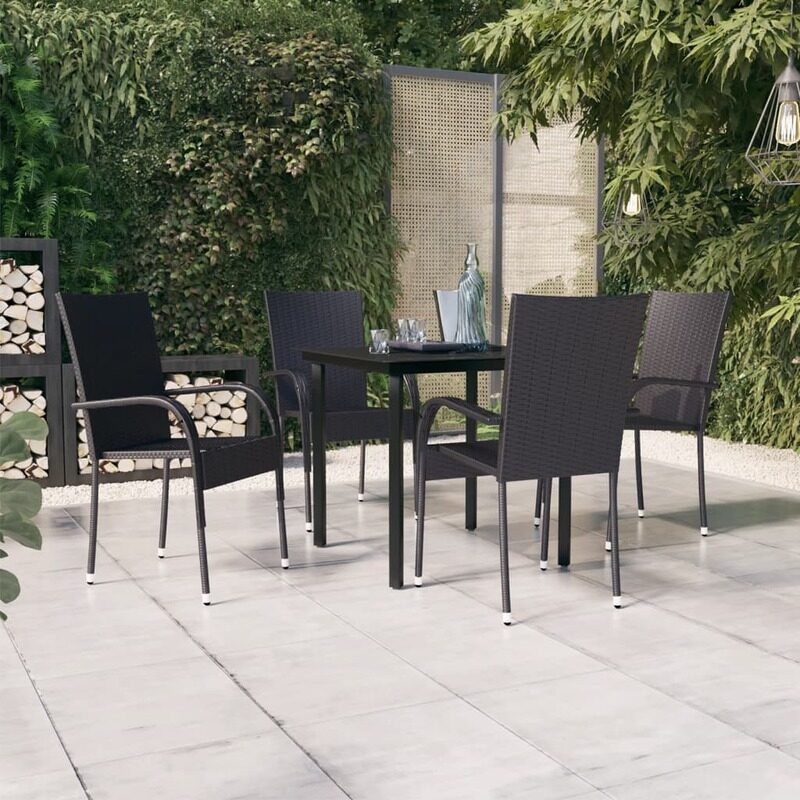 vidaXL 5 Piece Outdoor Dining Set Black