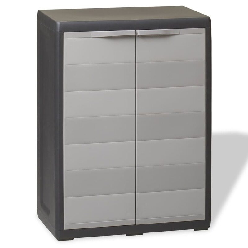 

vidaXL Garden Storage Cabinet with 1 Shelf Black and Grey