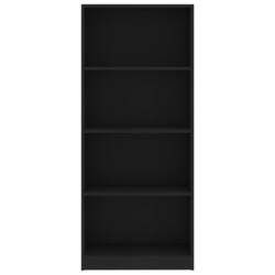 vidaXL 4-Tier Book Cabinet Black 60x24x142 cm Engineered Wood