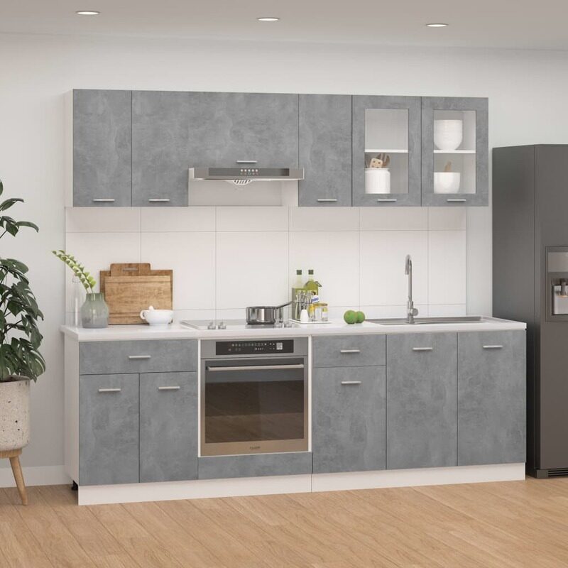 

vidaXL 8 Piece Kitchen Cabinet Set Concrete Grey Engineered Wood