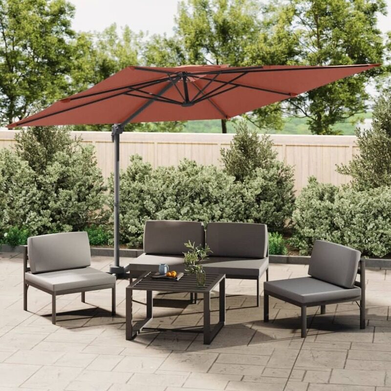 

vidaXL Double Top Cantilever Umbrella Terracotta 400x300 cm