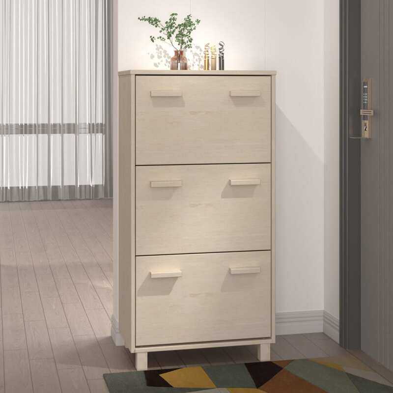 

vidaXL Shoe Cabinet HAMAR Honey Brown 59.5x35x117 cm Solid Wood Pine