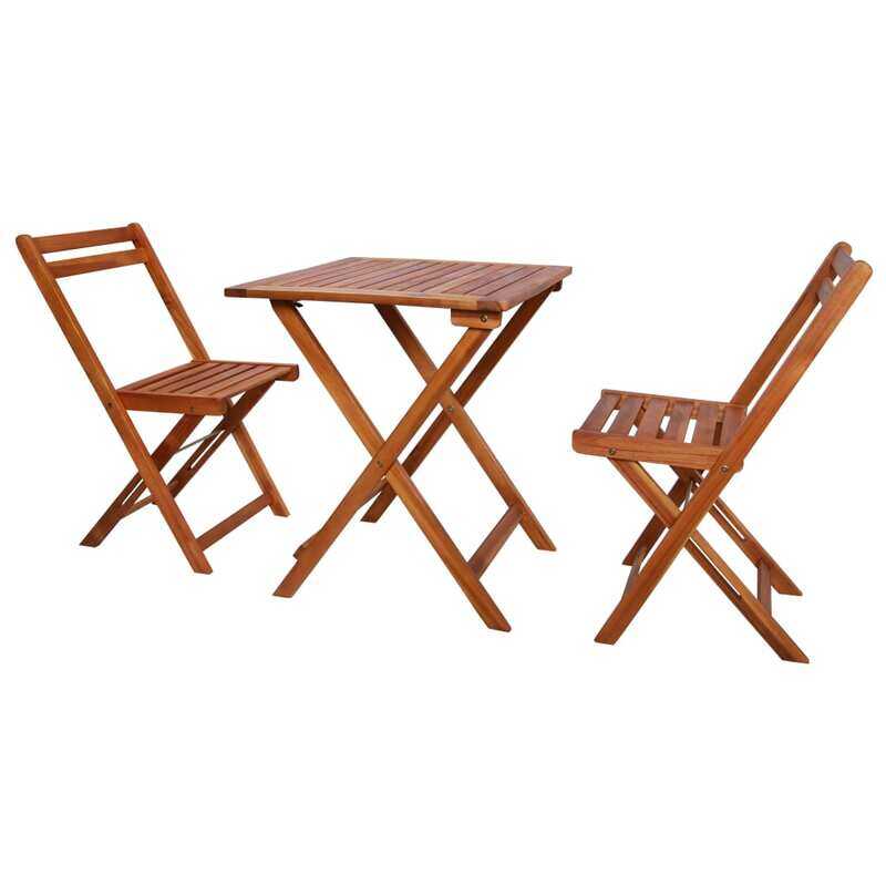 

vidaXL 3 Piece Folding Bistro Set Solid Acacia Wood