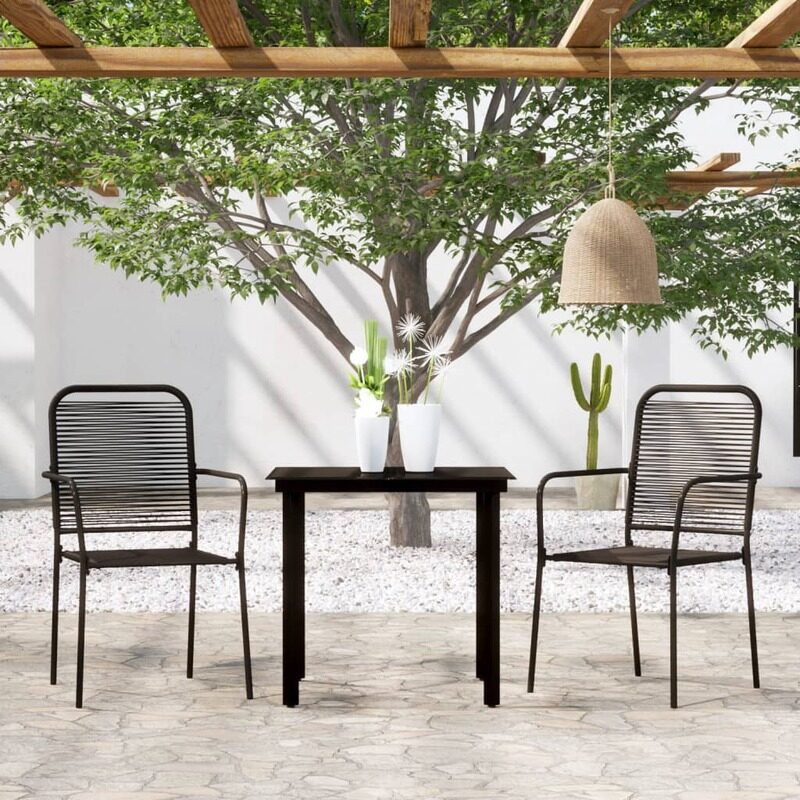 

vidaXL 3 Piece Garden Dining Set Black