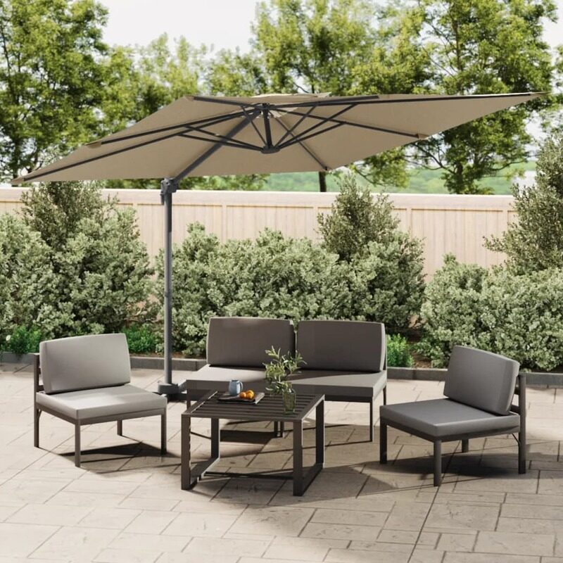 

vidaXL Double Top Cantilever Umbrella Taupe 400x300 cm