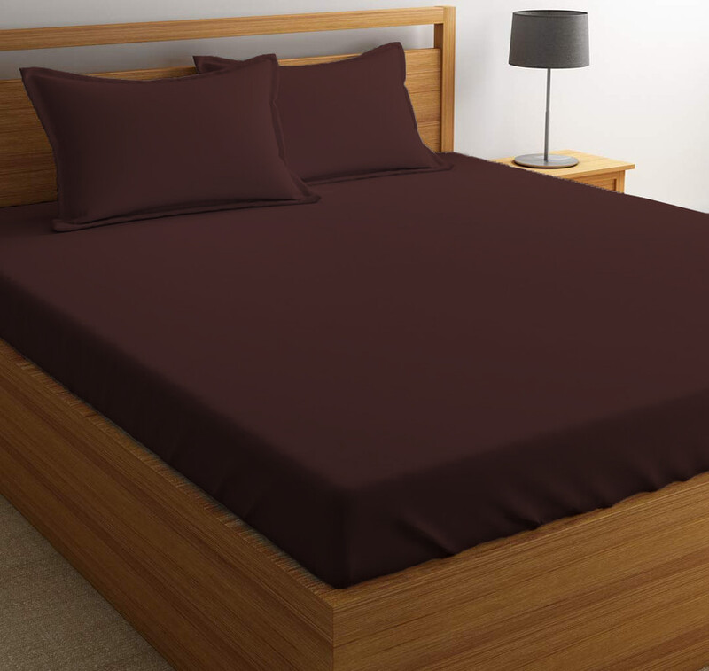 Context Queen Size Brown Soft Wrinkle Free Microfiber Bed Sheet Set w/ Pillow Covers