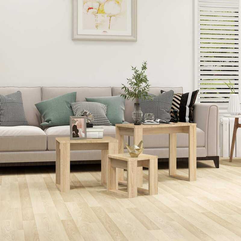 

vidaXL Nesting Tables 3 pcs Sonoma Oak Engineered Wood