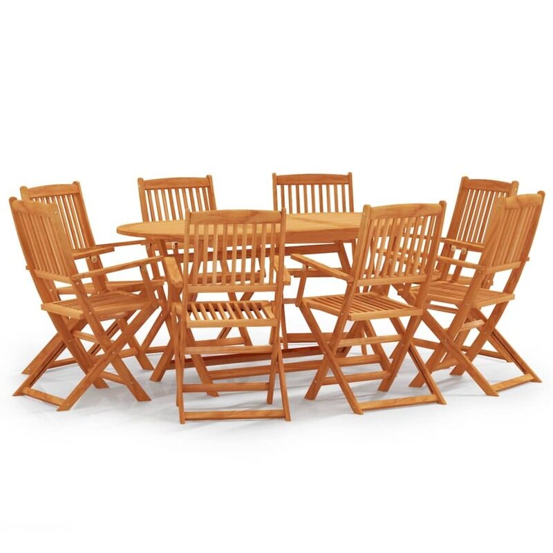 

vidaXL 9 Piece Folding Outdoor Dining Set Solid Eucalyptus Wood