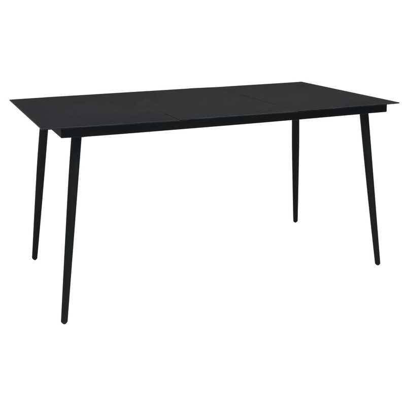

vidaXL Garden Dining Table Black 150x80x74 cm Steel and Glass