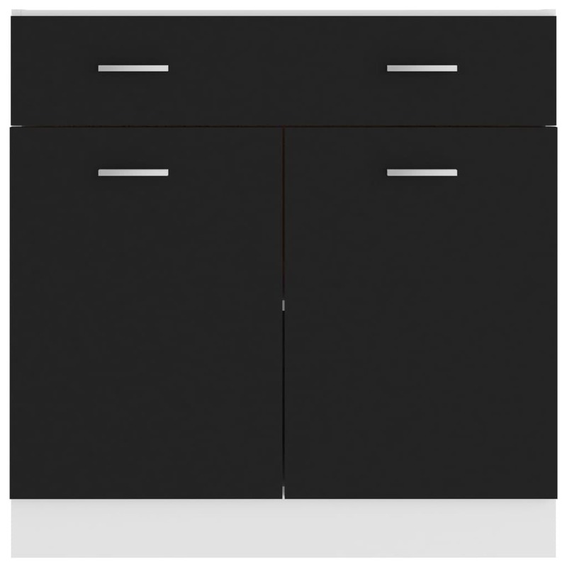 vidaXL Drawer Bottom Cabinet Black 80x46x81.5 cm Engineered Wood