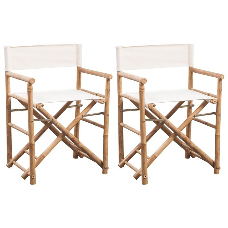 

vidaXL Folding Director's Chair 2 pcs Bamboo and Canvas