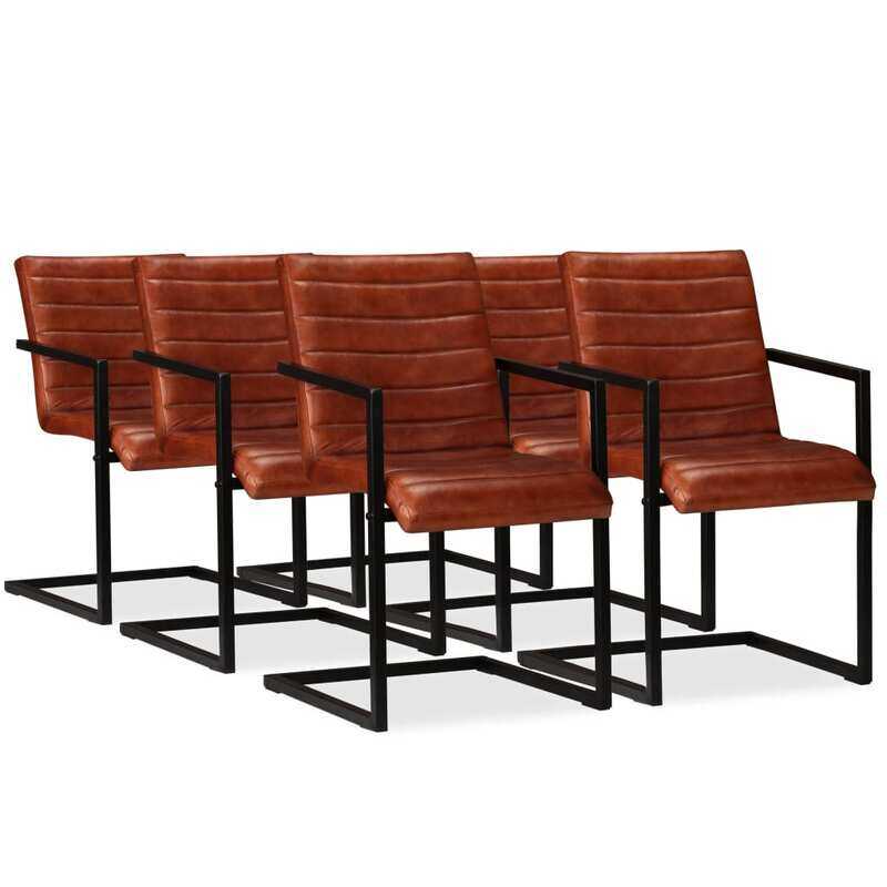 

vidaXL Dining Chairs 6 pcs Brown Real Leather