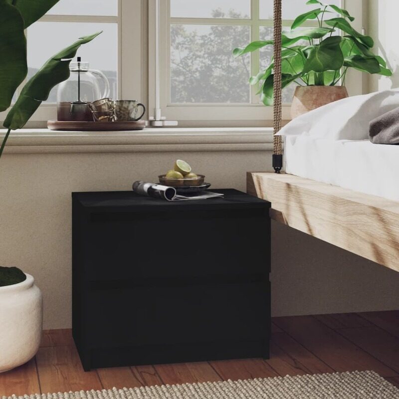 

vidaXL Bed Cabinet Black 50x39x43.5 cm Engineered Wood