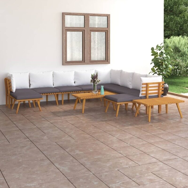 vidaXL 12 Piece Garden Lounge Set with Cushions Solid Acacia Wood