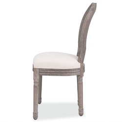 vidaXL Dining Chairs 4 pcs Linen and Rattan