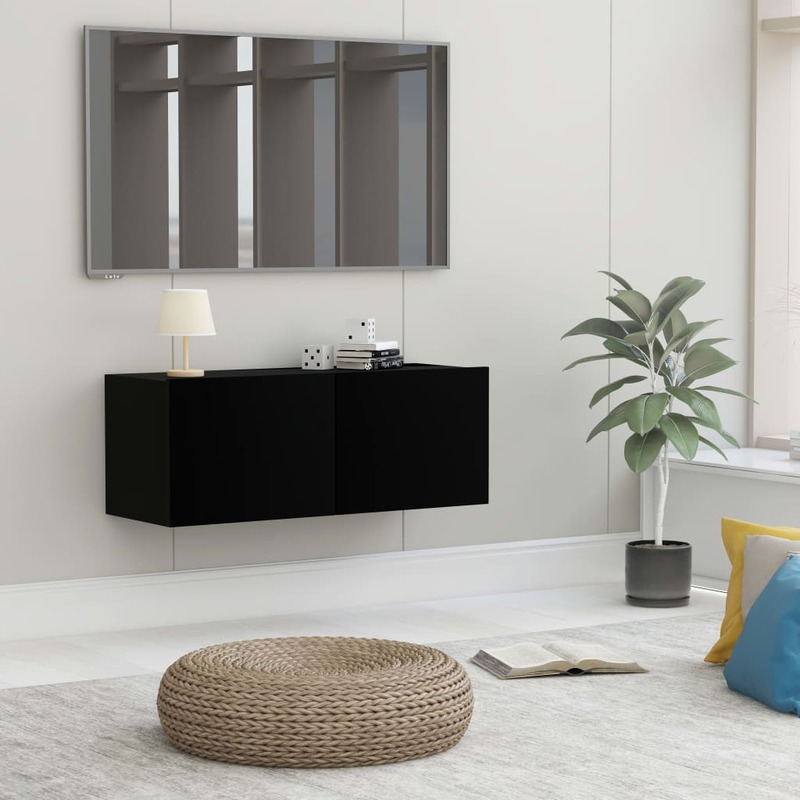 vidaXL TV Cabinet Black 80x30x30 cm Engineered Wood