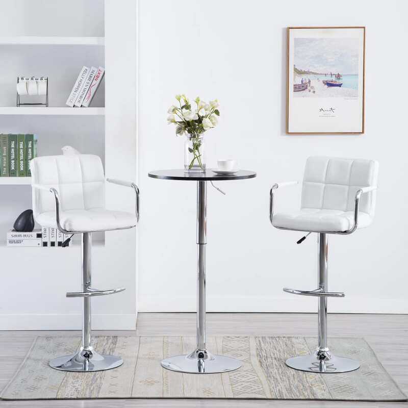 

vidaXL Bar Stools 2 pcs White Faux Leather