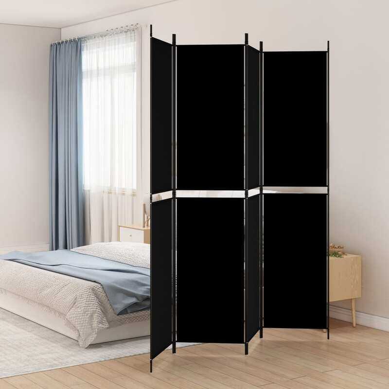 

vidaXL 4-Panel Room Divider Black 200x220 cm Fabric