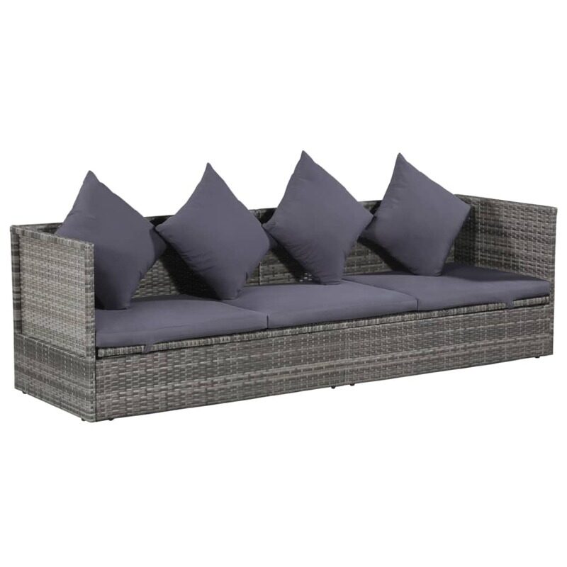 

vidaXL Garden Bed Grey 200x60 cm Poly Rattan