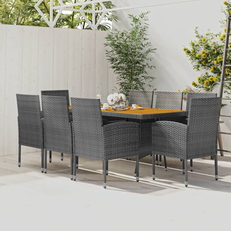 

vidaXL 9 Piece Outdoor Dining Set Poly Rattan Grey