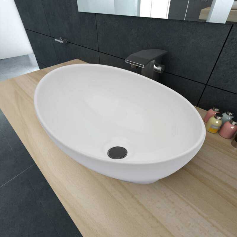

vidaXL Luxury Ceramic Basin Oval-shaped Sink White 40 x 33 cm