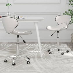 vidaXL Swivel Dining Chairs 2 pcs White Faux Leather