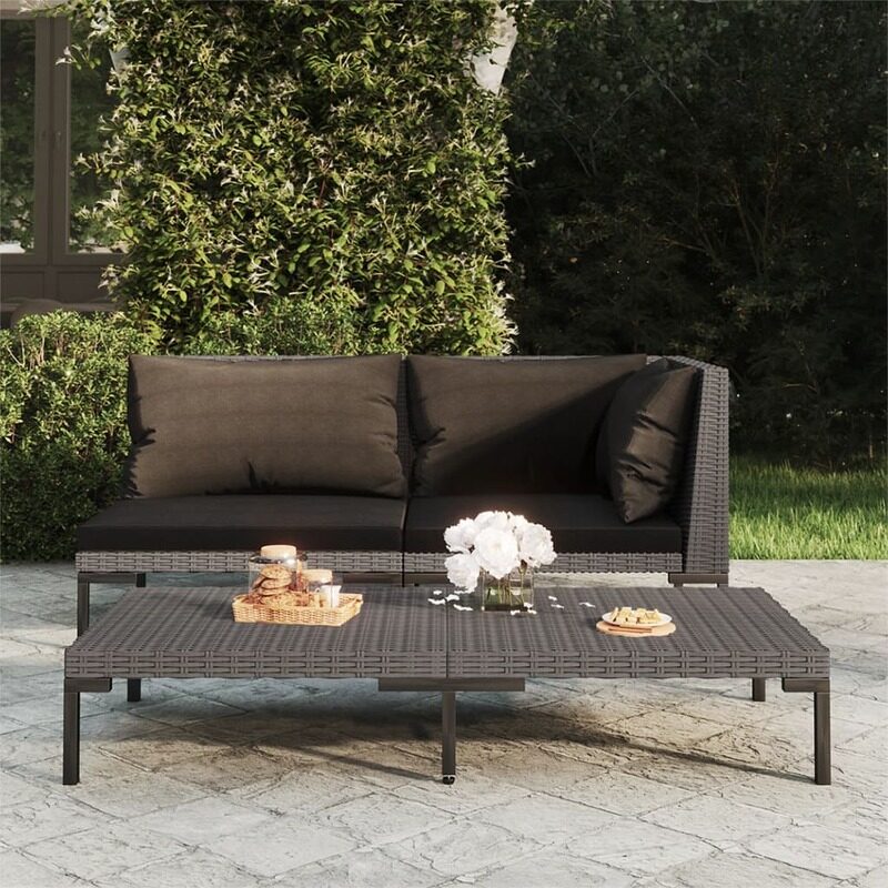 

vidaXL Garden Sofa with Cushions Half Round Poly Rattan