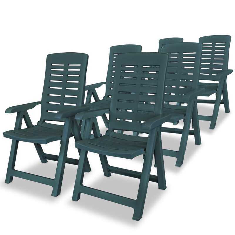 

vidaXL Reclining Garden Chairs 6 pcs Plastic Green
