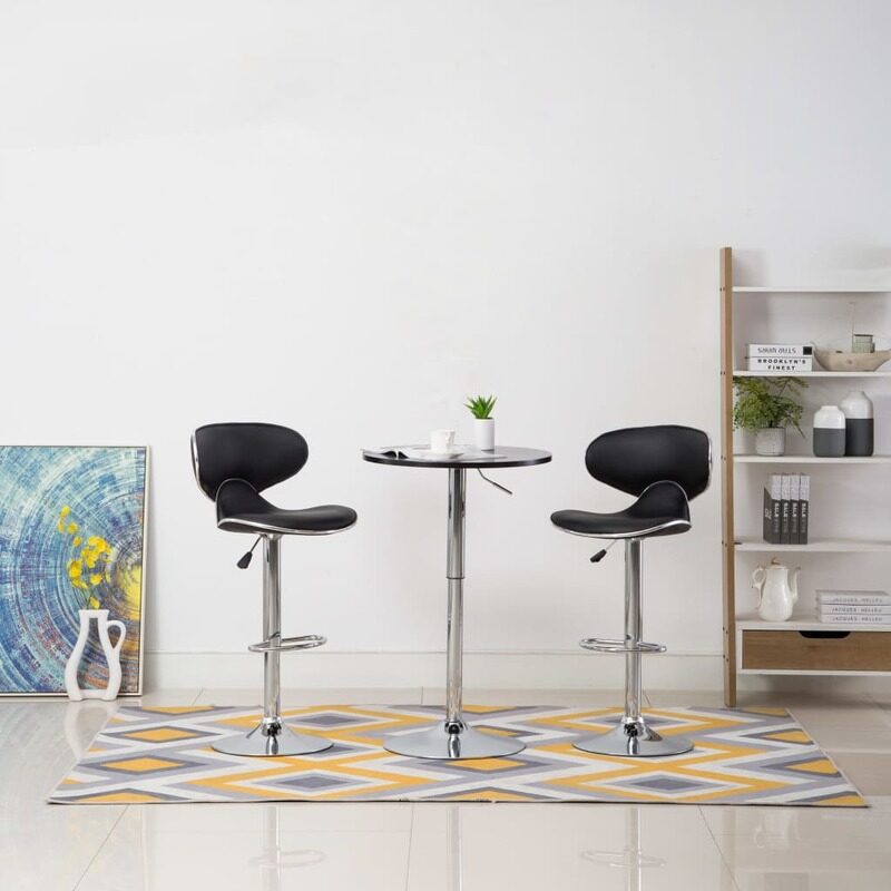 

vidaXL Bar Stools 2 pcs Black Faux Leather
