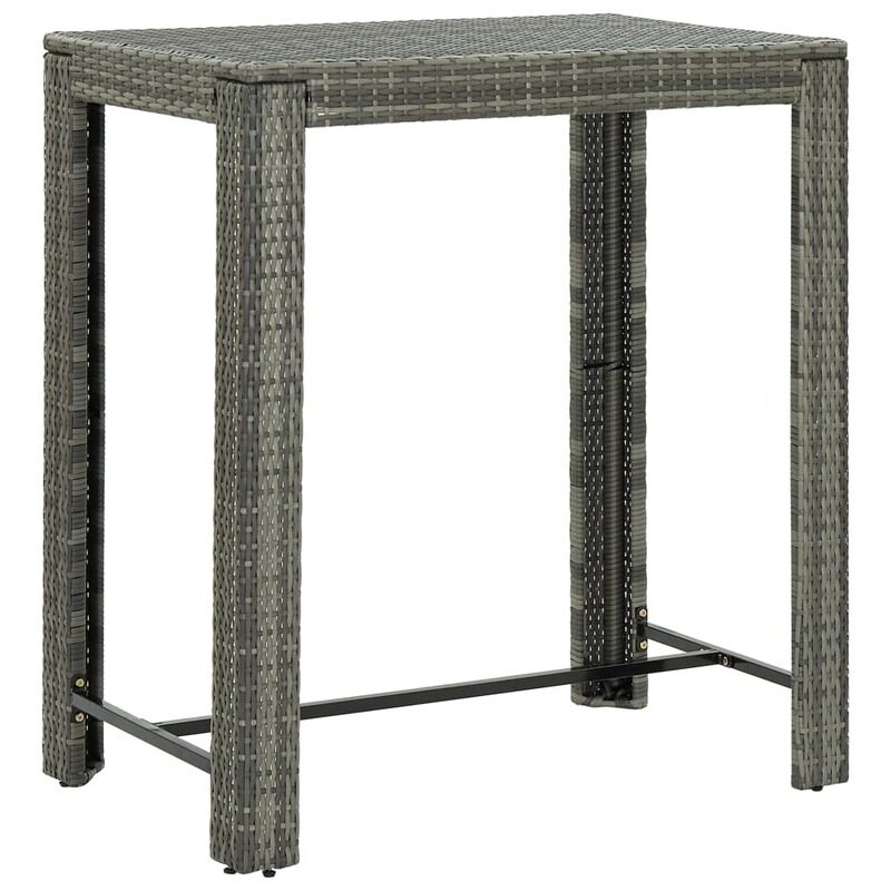 

vidaXL Garden Bar Table Grey 100x60.5x110.5 cm Poly Rattan