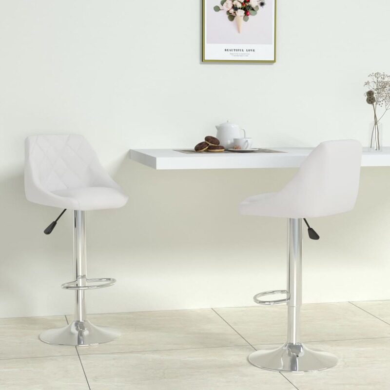 

vidaXL Bar Stools 2 pcs White Faux Leather