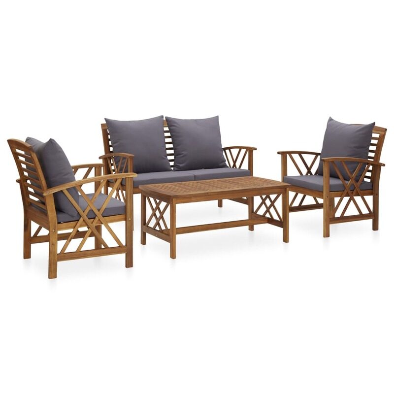 

vidaXL 4 Piece Garden Lounge Set with Cushions Solid Acacia Wood