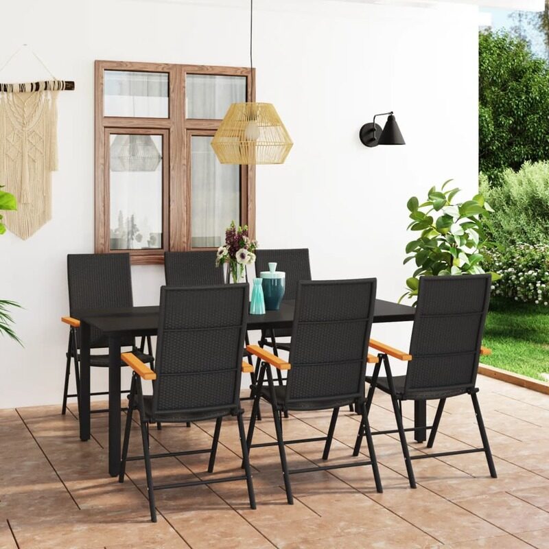 

vidaXL 7 Piece Garden Dining Set Black and Brown