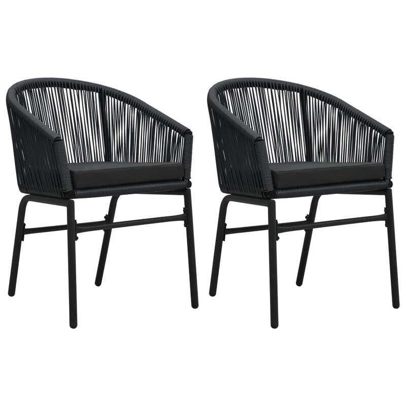 vidaXL Garden Chairs 2 pcs Black PE Rattan