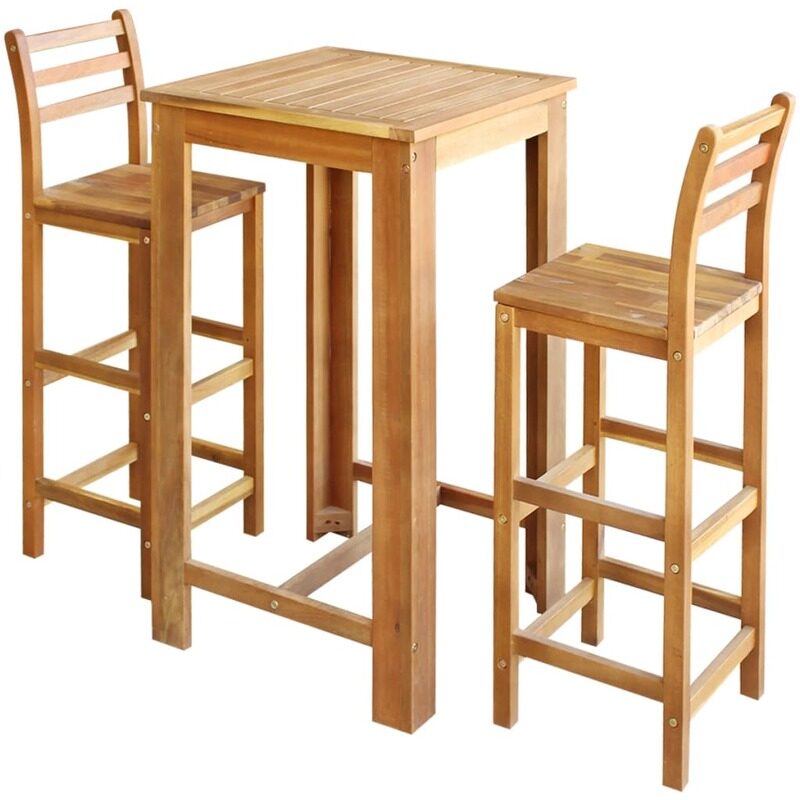 

vidaXL Bar Table and Chair Set 3 Pieces Solid Acacia Wood