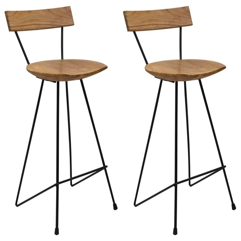 

vidaXL Bar Stools 2 pcs Solid Teak Wood