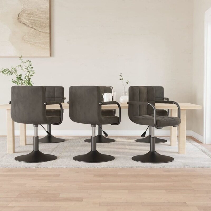 

vidaXL Swivel Dining Chairs 6 pcs Dark Grey Velvet